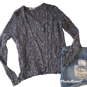 Abercrombie & Fitch Crochet Open Cardigan Lightweight Blue & White XS